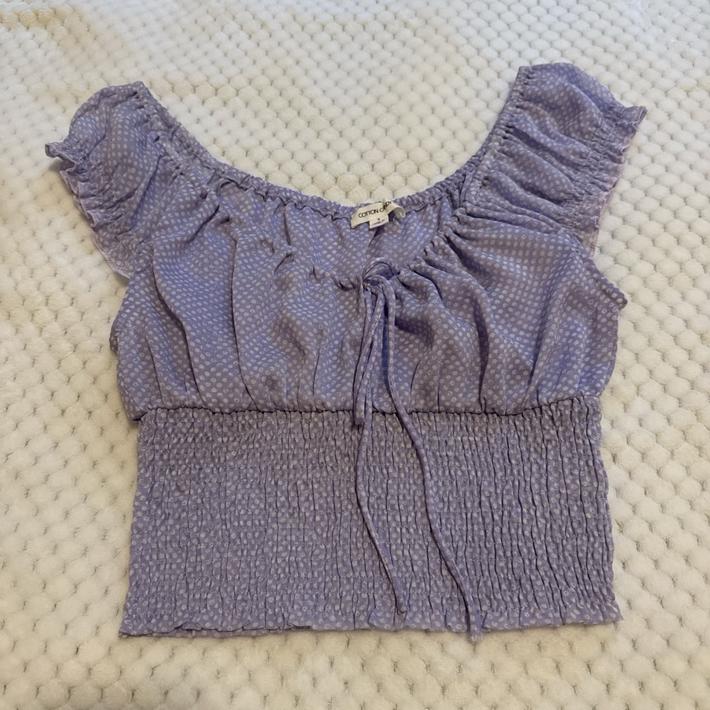 Urban Outfitters Lavender Polka Dot Blouse